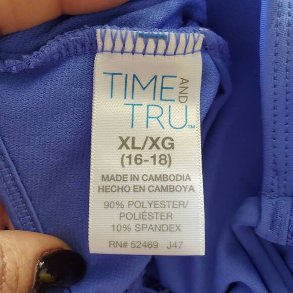 Time & Tru Blue One Piece Bathing Suit XL - Picture 3 of 4